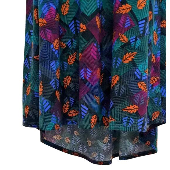 LULAROE Leaves Autumn Print High Low Long Dress Stretch Tee Shirt Pocket XS - Picture 8 of 11